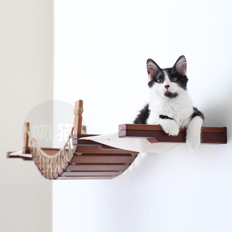Puente Colgante para Gatos con Escalera de Cuerda