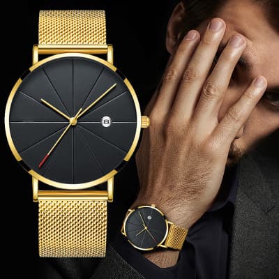 Reloj de Pulsera Hombre Acero Inoxidable Calendario