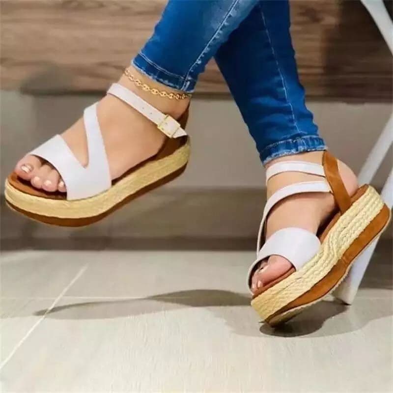 Sandalias Plataforma con Hebilla Hueca Mujer