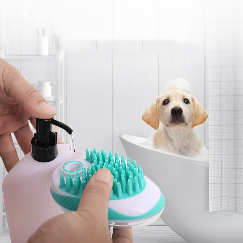 Cepillo de Baño y Masaje para Mascotas con Eliminador de Pelo