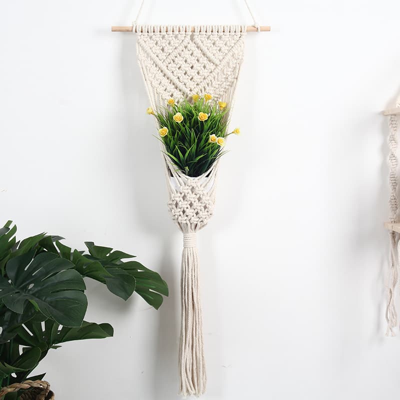 Cesta Decorativa Tejida con Flores para Pared
