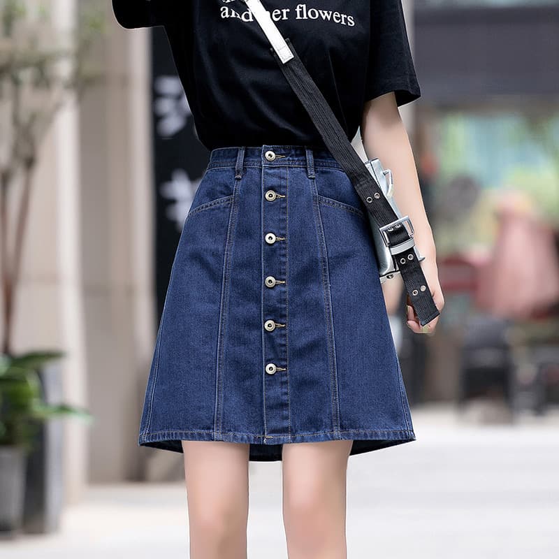 Falda Plisada Cintura Alta Estilo A-Line Talla Grande