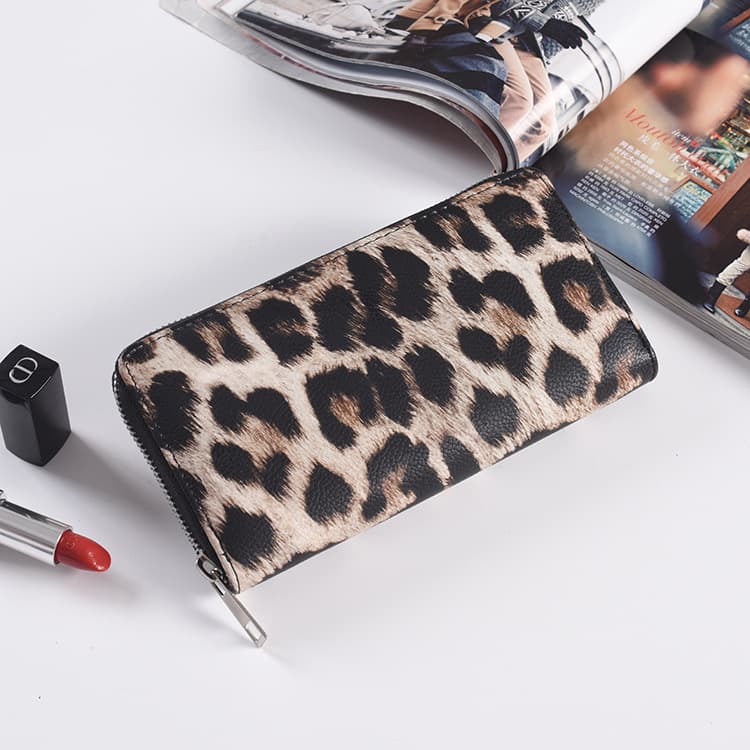 Cartera Larga Mujer Cuero Brillo Negro y Blanco con Cremallera