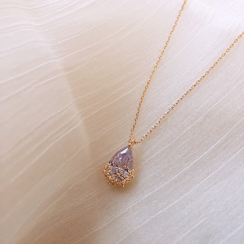 Collar Colgante Gota de Cristal para Mujer