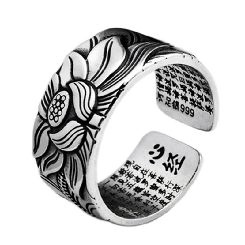 Anillo Plata Loto Corazón Sutra del Corazón