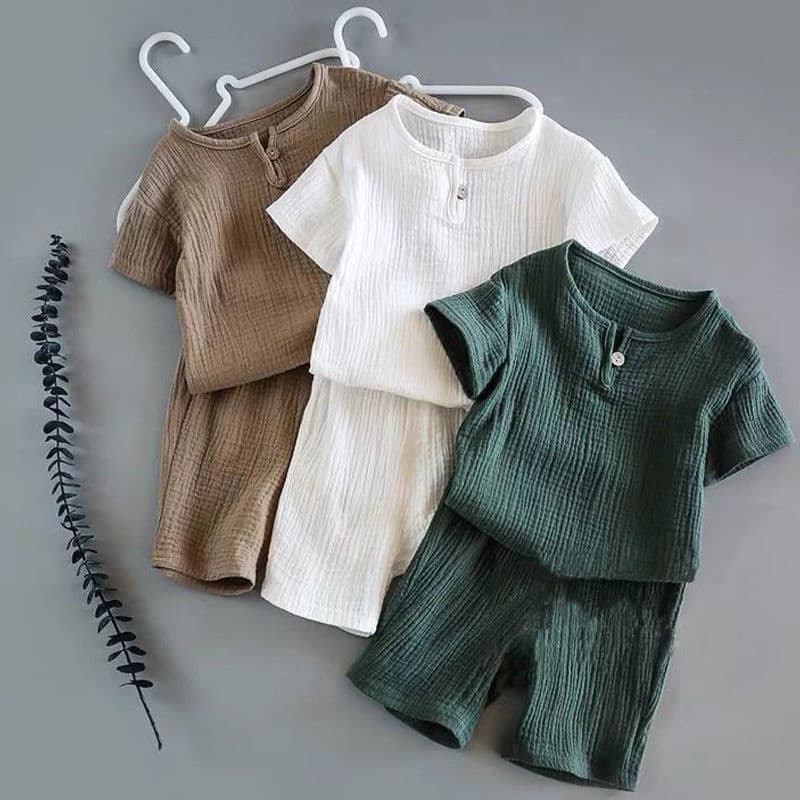 Conjunto de verano de manga corta para bebé niño y niña