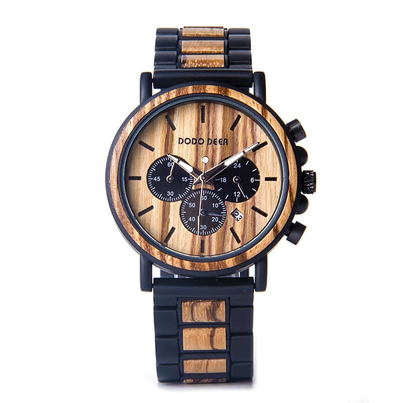 Reloj de Madera y Acero Inoxidable para Hombre