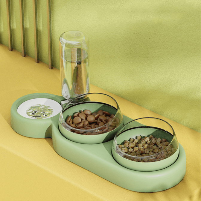 Comedero Automático Doble para Gatos y Perros con Fuente de Agua