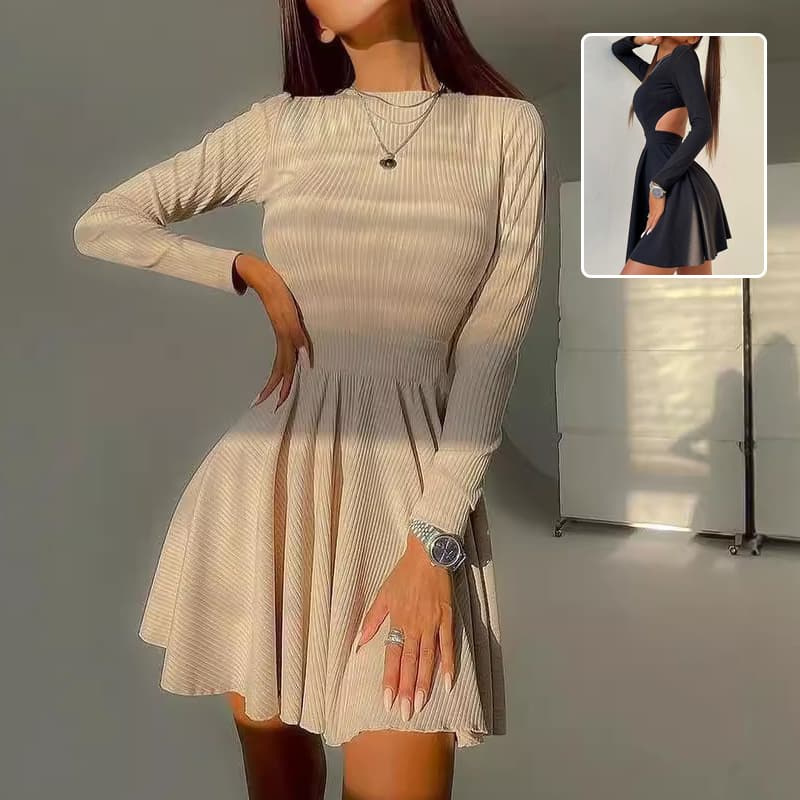 Vestido Largo Y2K con Escote Redondo y Detalles Calados