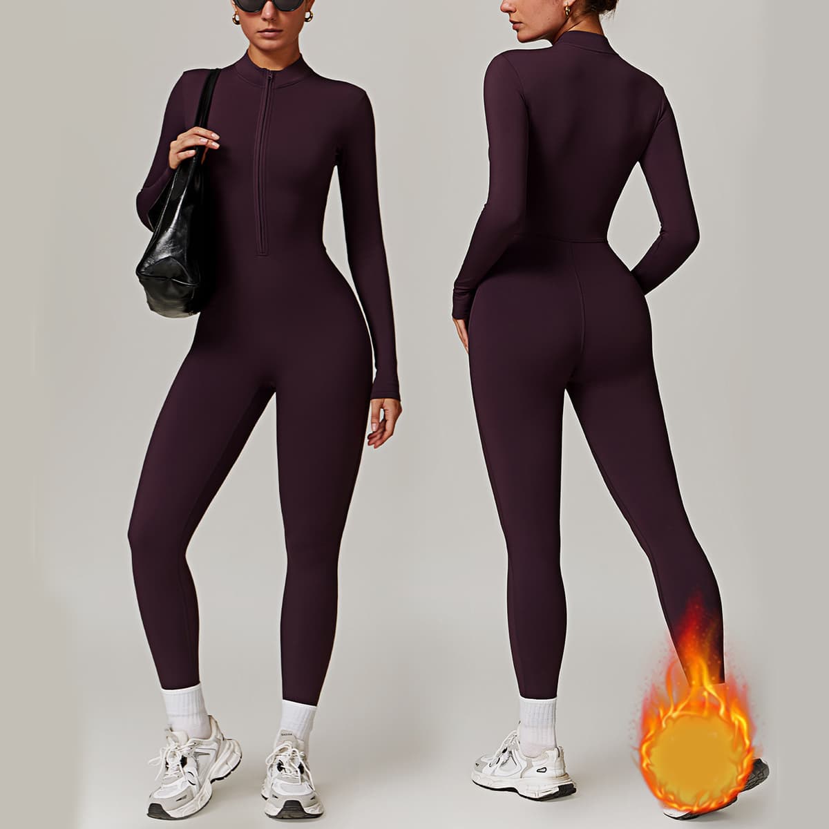 Mono Deportivo Largo con Cremallera para Yoga y Fitness