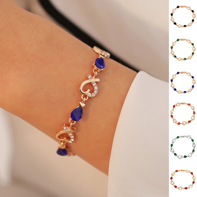 Pulsera Corazón Hueco con Strass Temperamento Moda