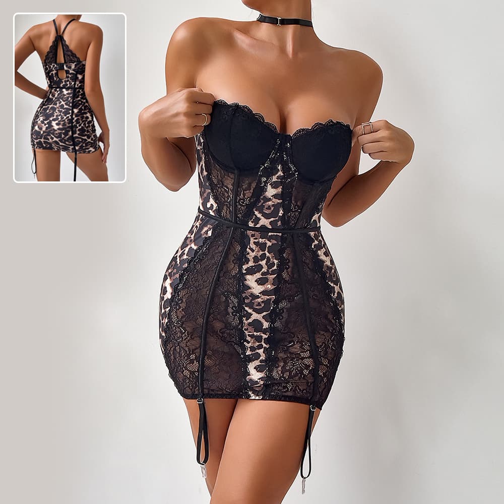 Vestido Corset Leopardo con Encaje