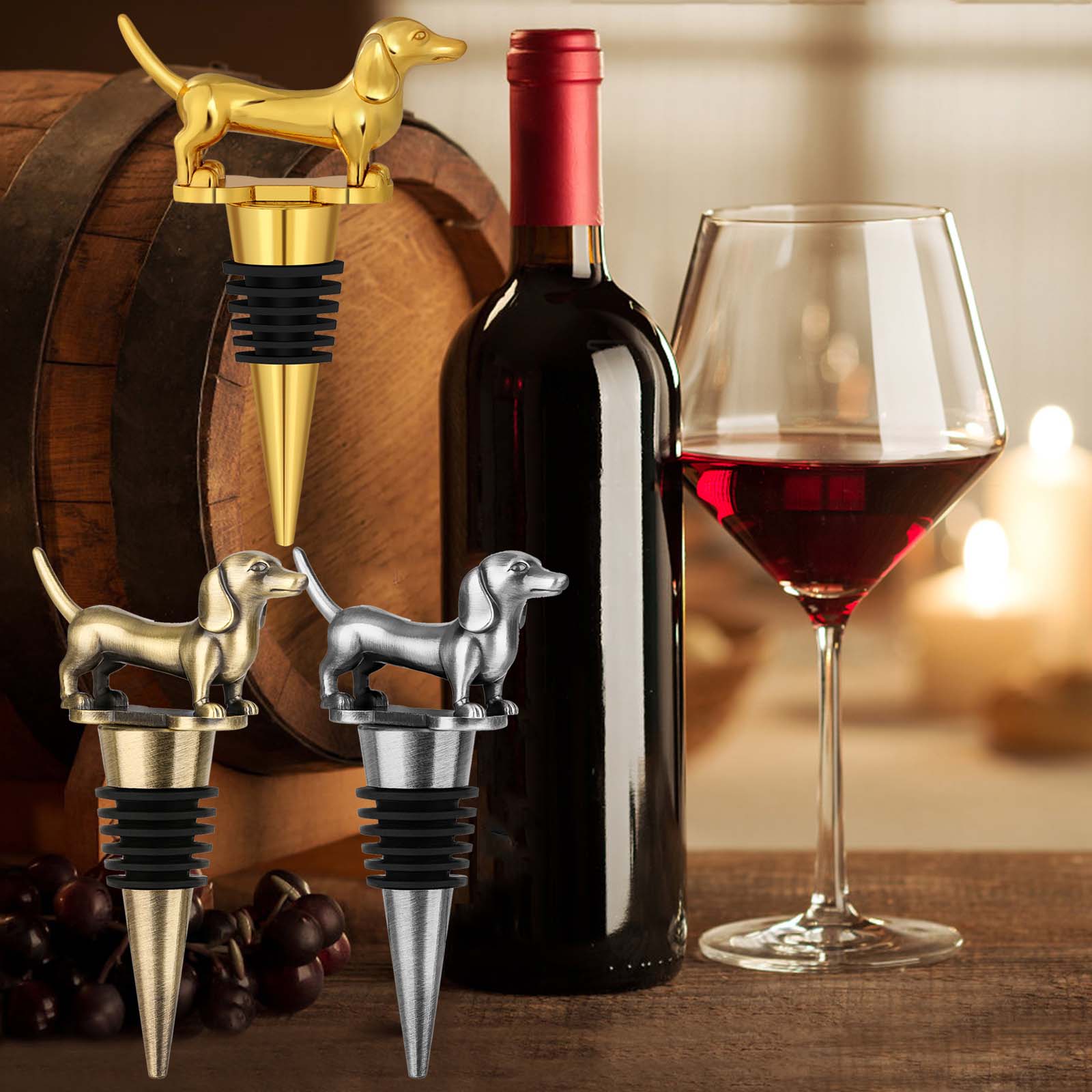 Tapón de Vino con Forma de Perro Salchicha