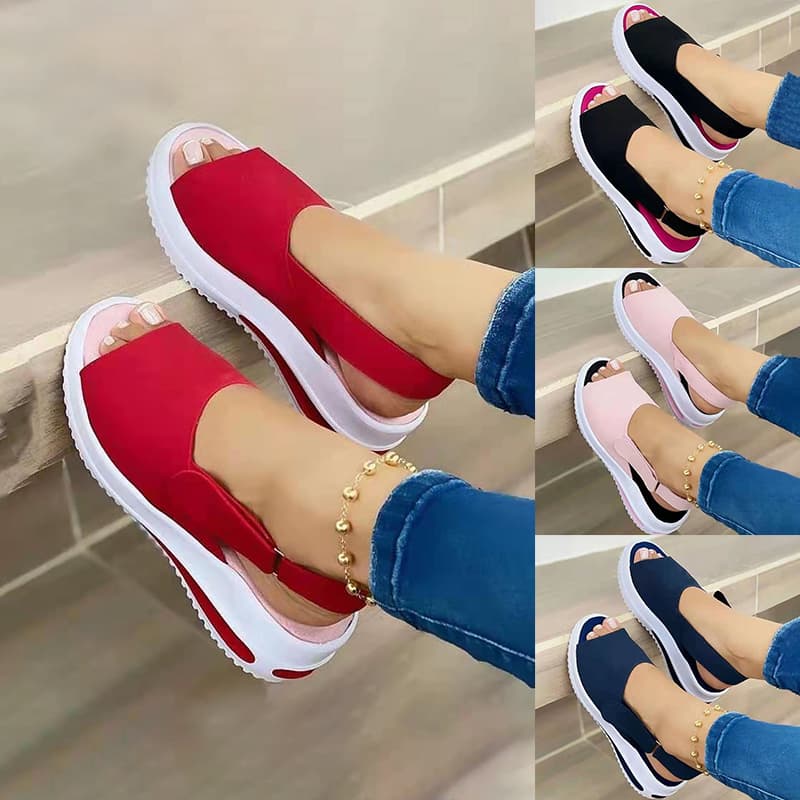 Sandalias Casual Velcro de Verano Boca de Pez para Mujer