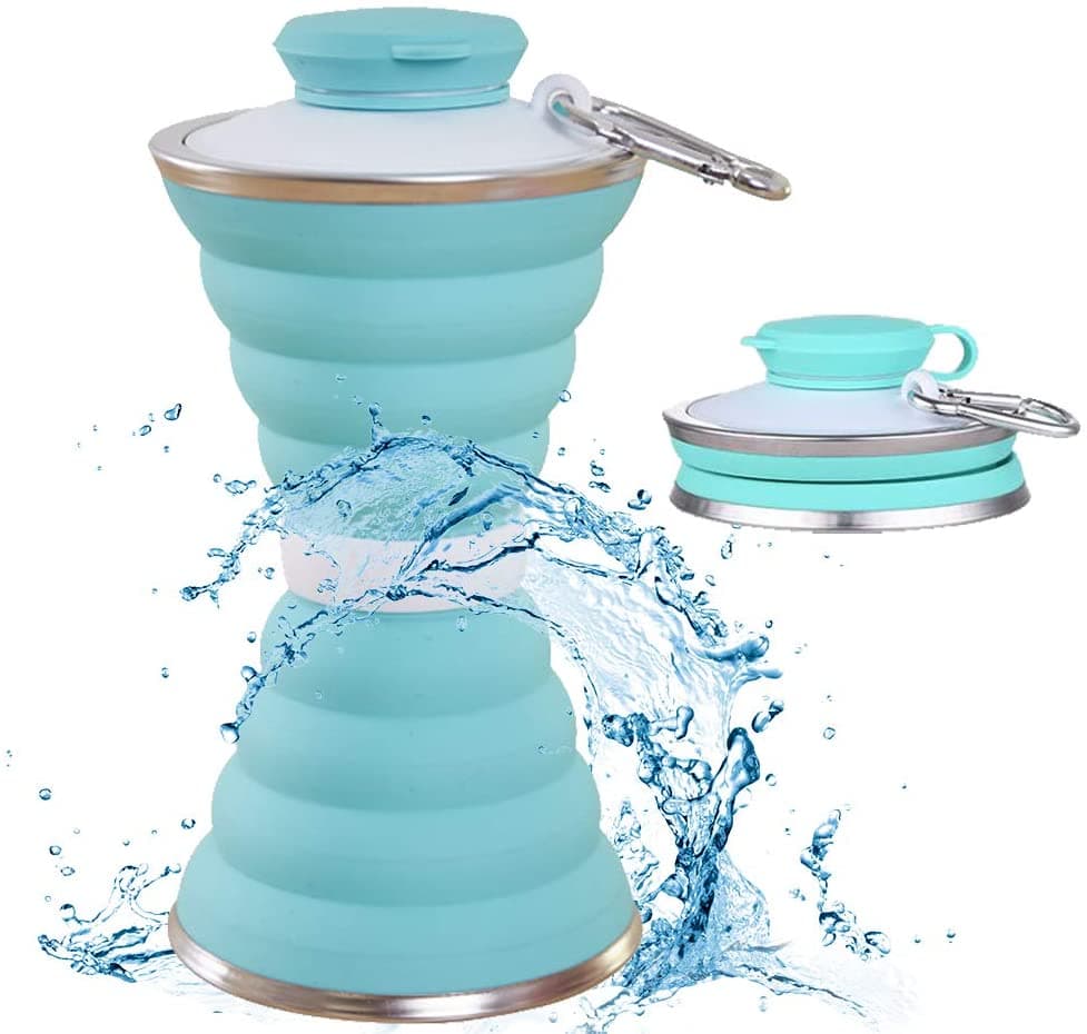 Botella de agua silicona 500ml plegable y hermética