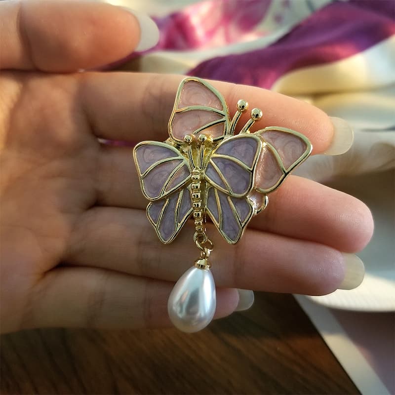 Broche Mariposa en Esmalte para Bufanda y Chal