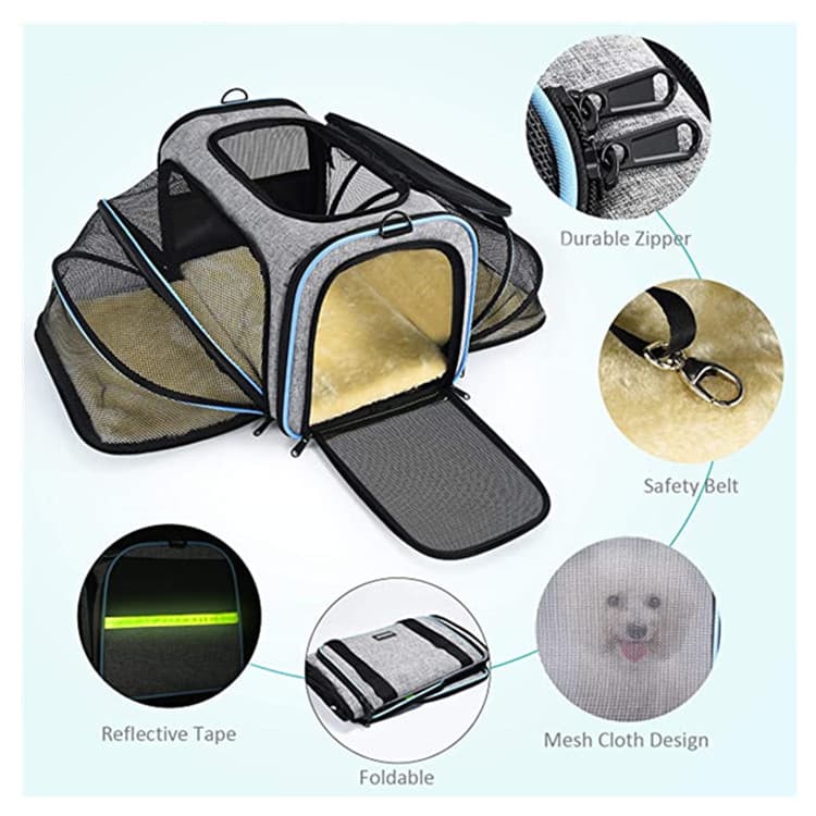 Transportín para gatos y perros expandible aprobado para avión