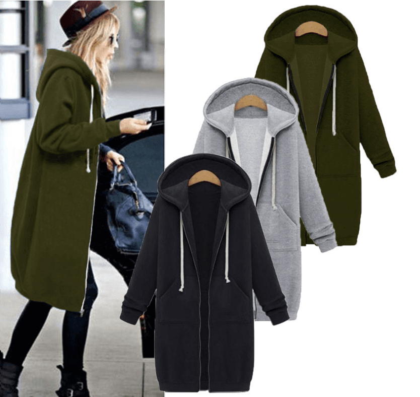 Sudadera con capucha larga de invierno para mujer