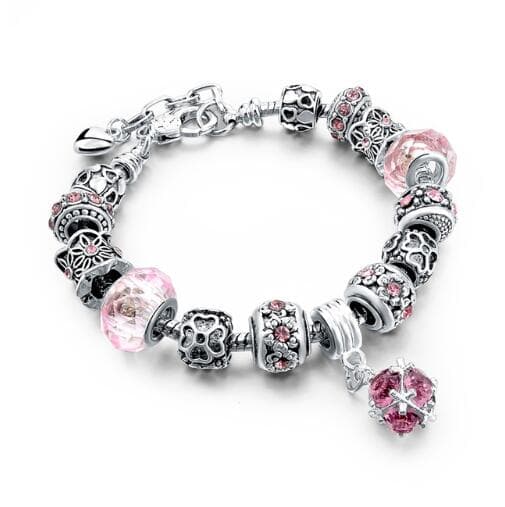 Pulseras de cuentas de cristal con cadena serpiente para mujer