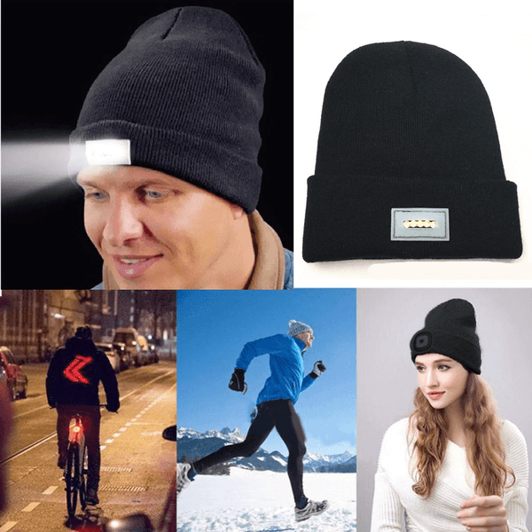 Gorro de lana con linterna LED incorporada