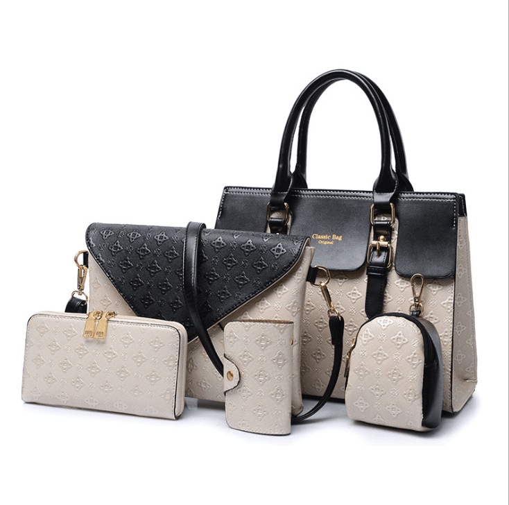 Set de Bolsos de Cuero Lujo Negro