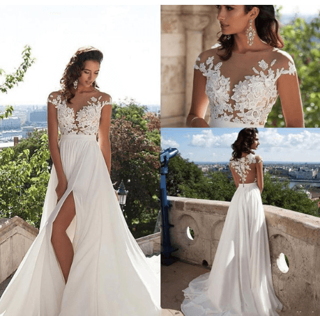 Vestido de novia bohemio con aplicaciones