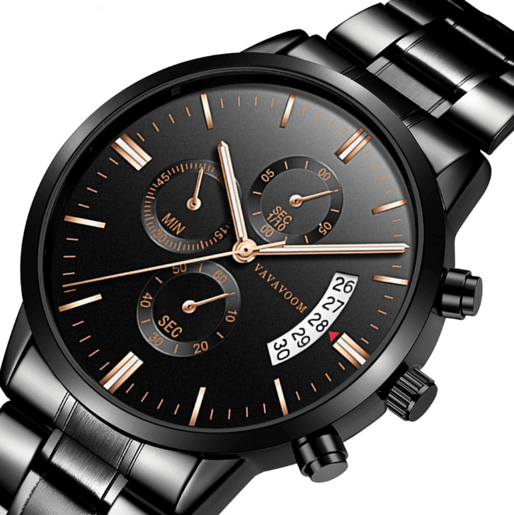 Reloj de Hombre Acero Inoxidable Calendario Cuarzo Resistente al Agua