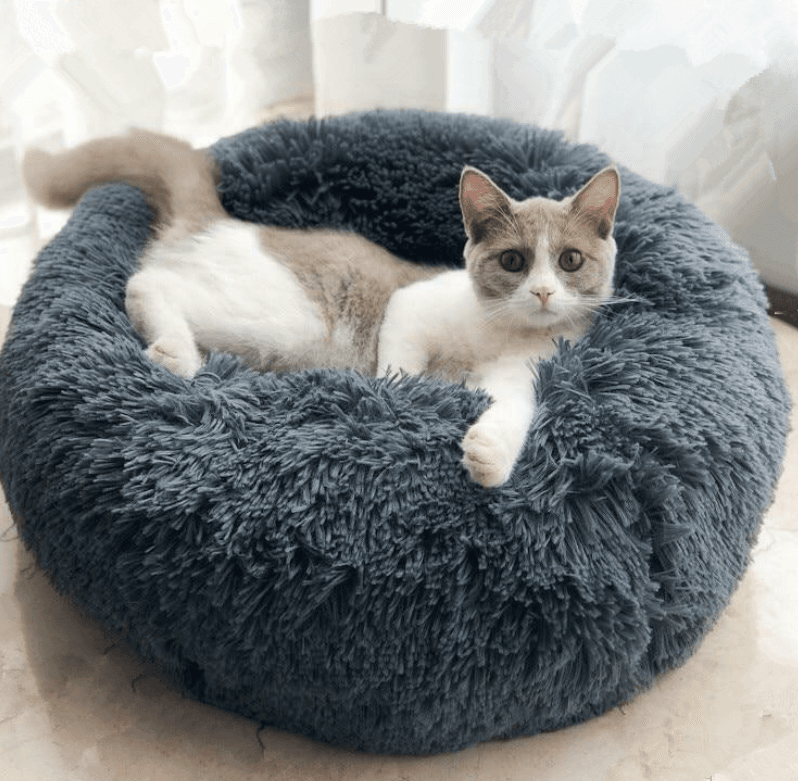 Cama redonda de peluche para perros y gatos