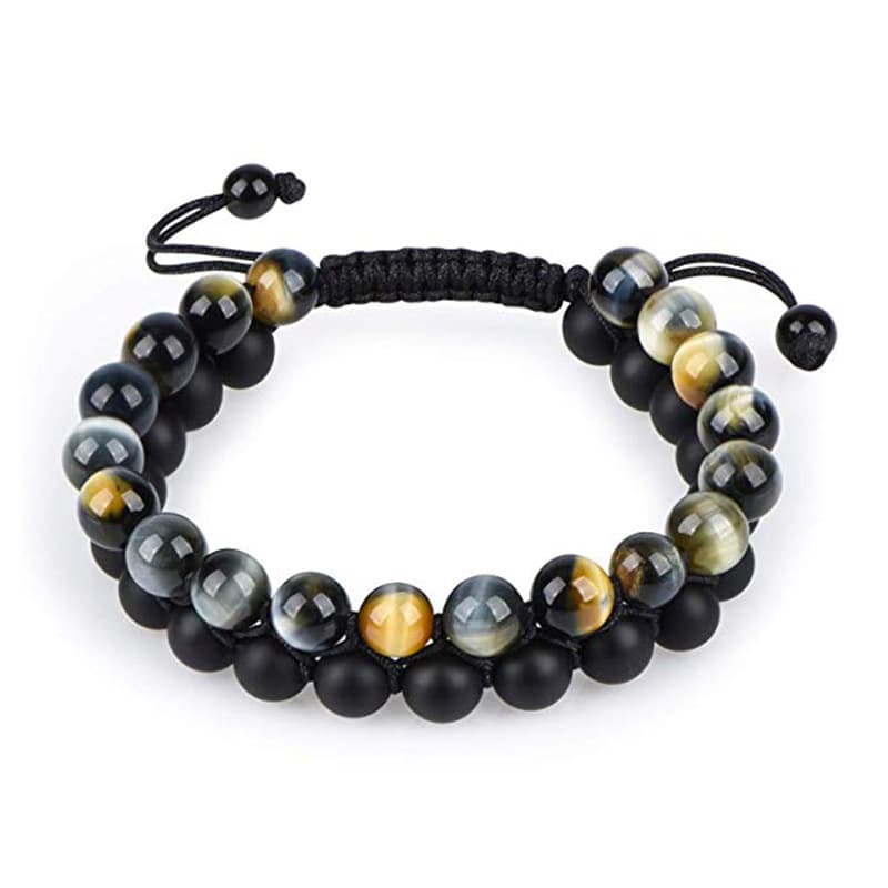 Pulseras de Pareja Ojo de Tigre con Ágata Negra Mate