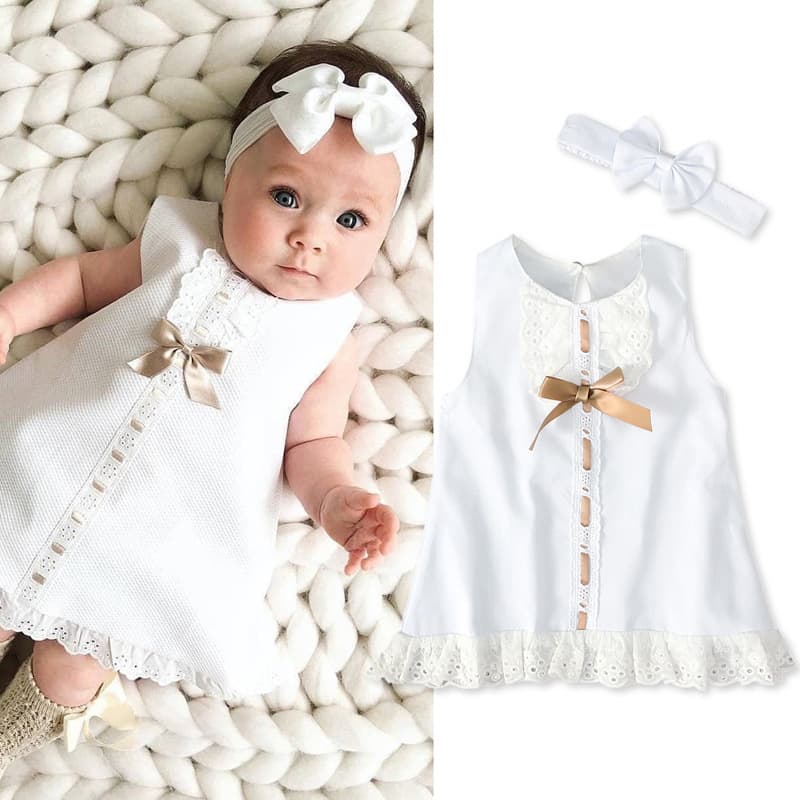 Vestido sin mangas para bebé con lazo