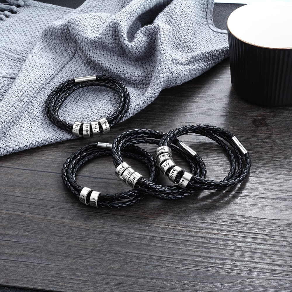 Pulsera de Cuero Trenzado Personalizada para Hombre