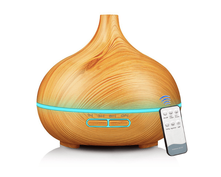 Lámpara Aromaterápica con Control Remoto Efecto Madera