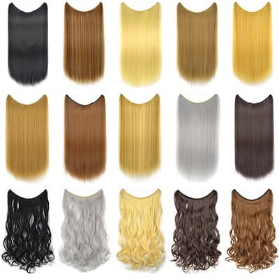 Extensiones de cabello invisible 22" sin clips - Hilo de pesca