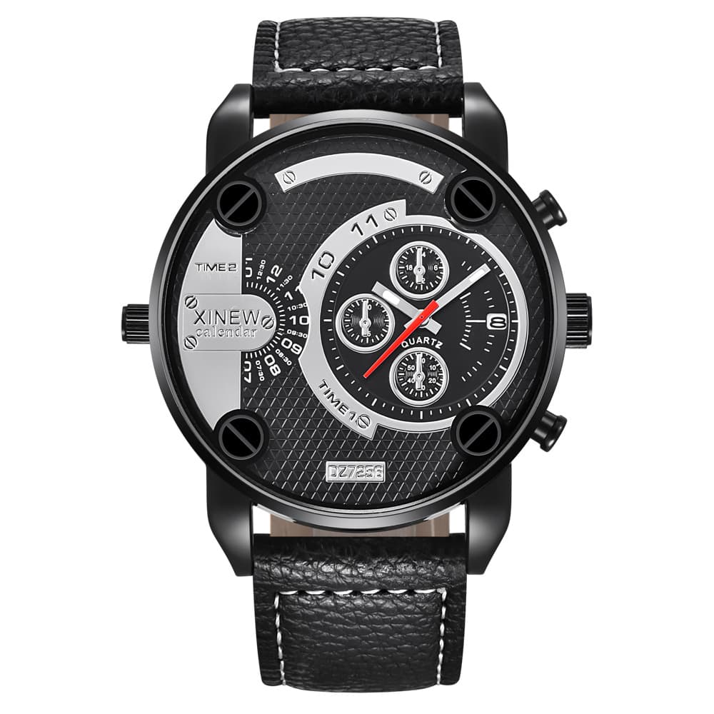 Reloj de pulsera de cuero para hombre con fecha