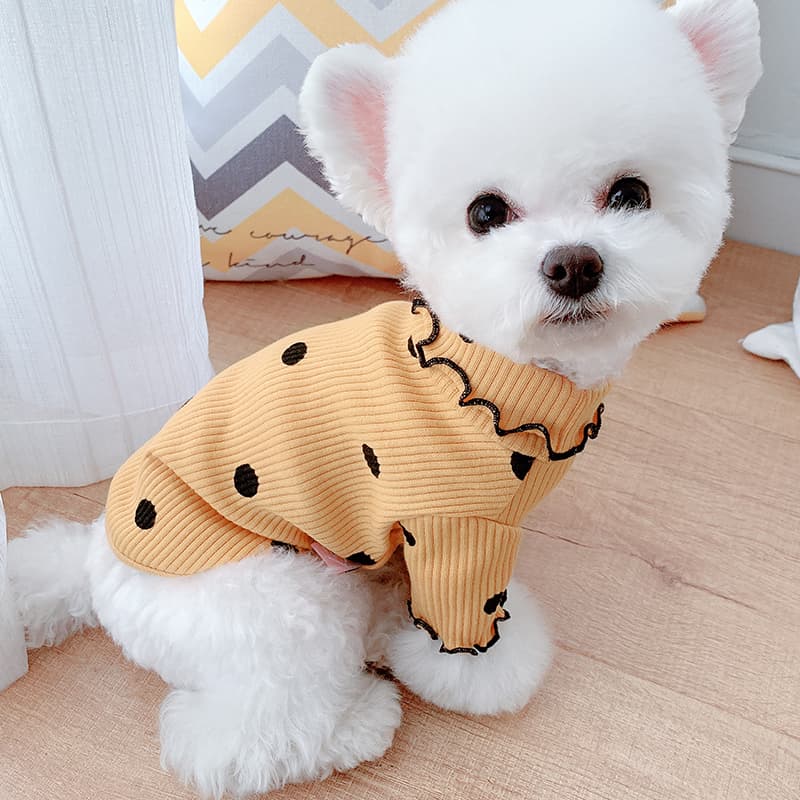 Camiseta cuello alto puntitos para perro