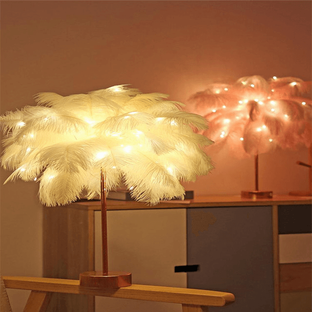 Lámpara de Pluma Nórdica para Mesita de Noche
