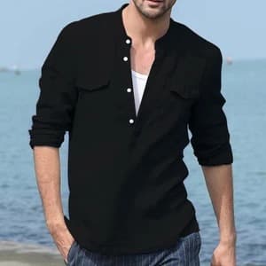 Camisa de manga larga para hombre de algodón