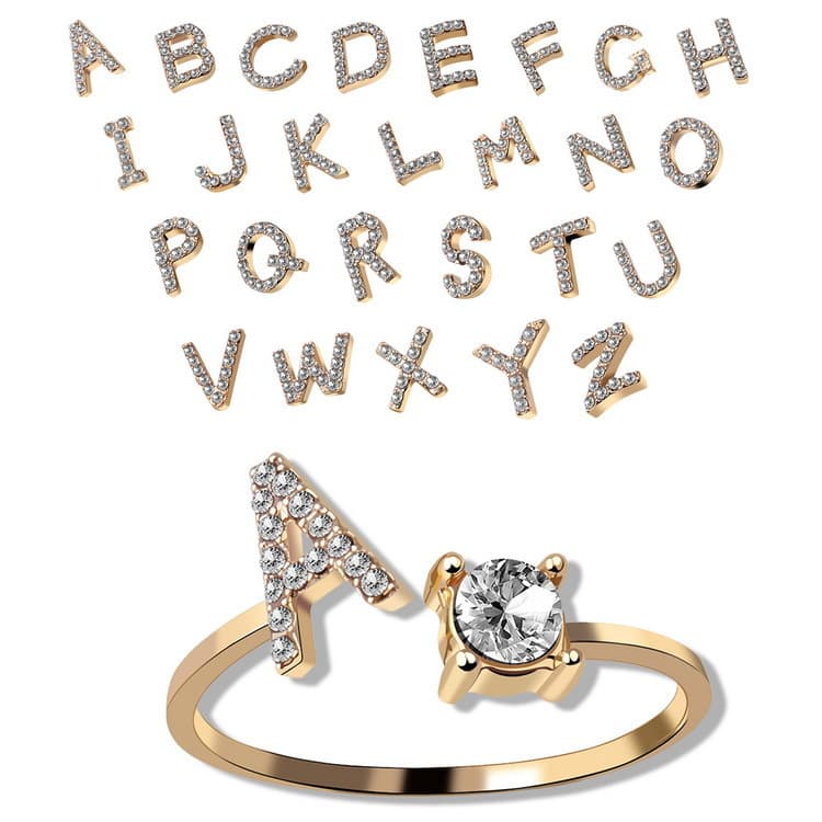 Anillo Ajustable Inicial 26 Letras - Joyería Elegante para Mujer