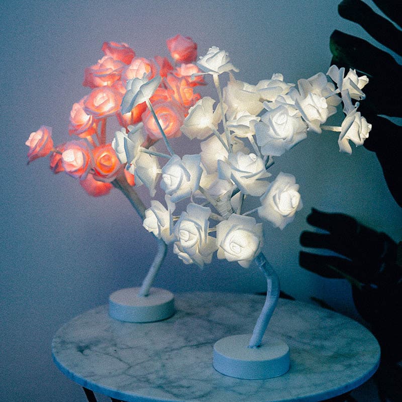 Lámpara LED Rosa Flor USB - Luz Decorativa Árbol Bonsai