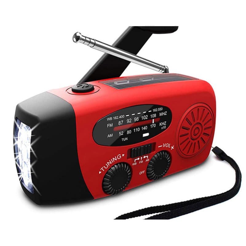 Radio Linterna con Carga Solar y Manivela USB