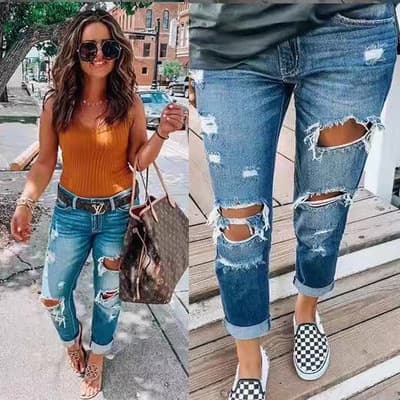 Vaqueros rotos con personalidad para mujer