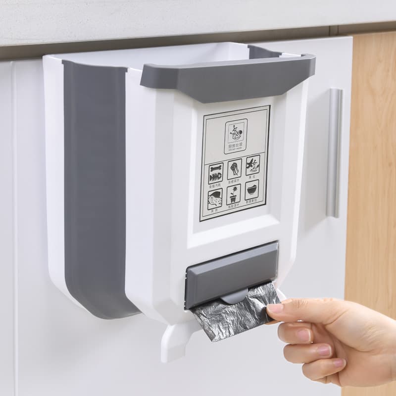Cubo de Basura Plegable Montable en Pared