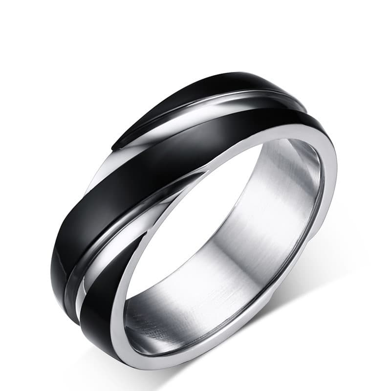 Anillo de Acero Titanio Negro Satinado para Hombre