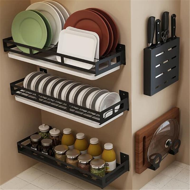Escurridor de platos con estante esquinero y organizador de cocina