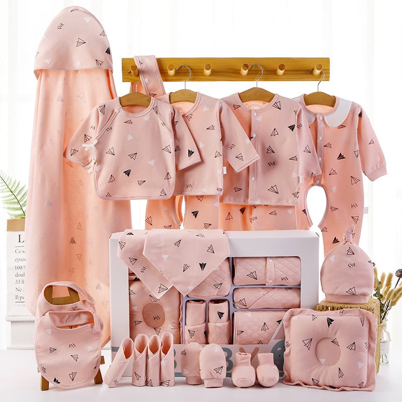 Set de ropa de algodón para bebé en caja de regalo