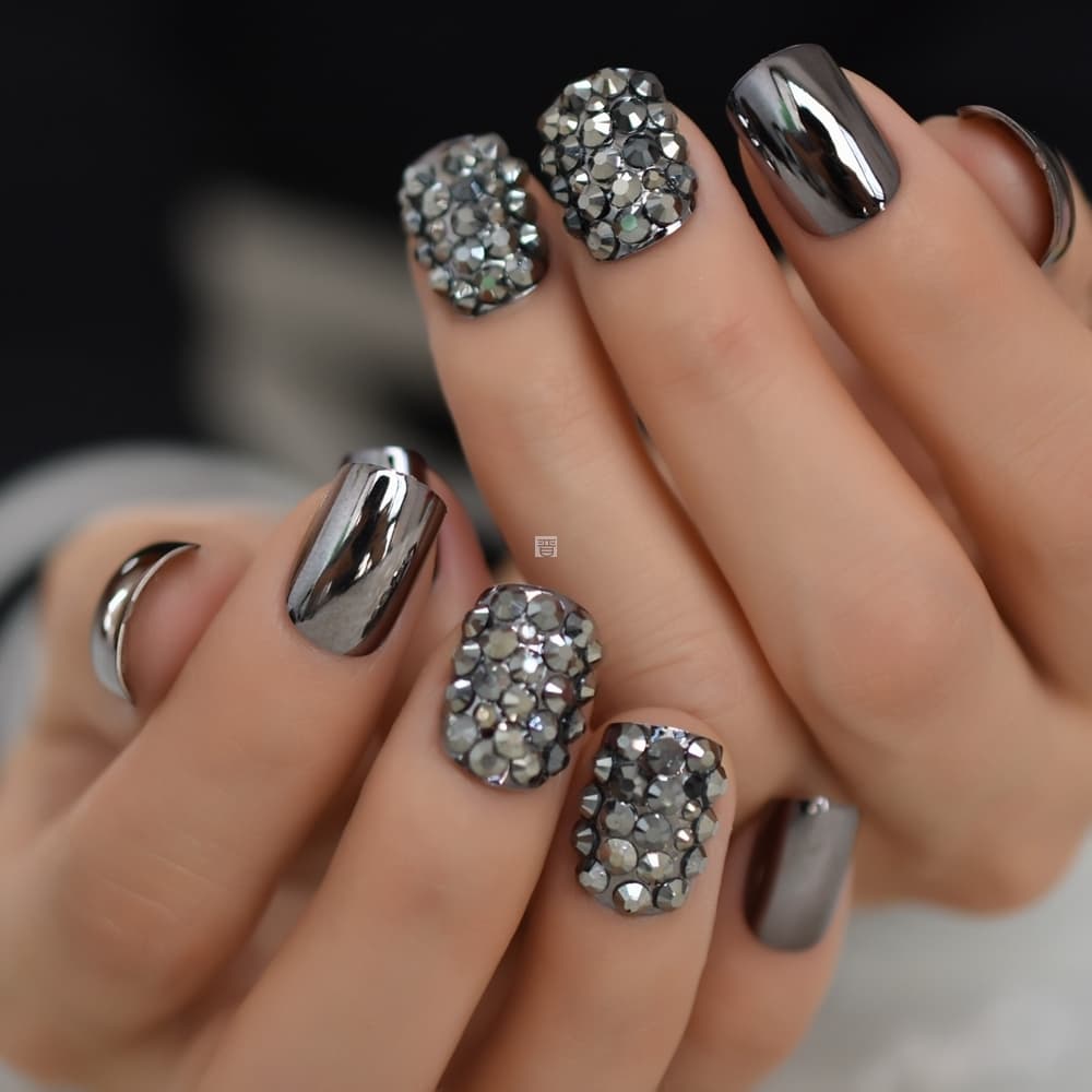 Uñas Postizas Metalizadas para Mujer