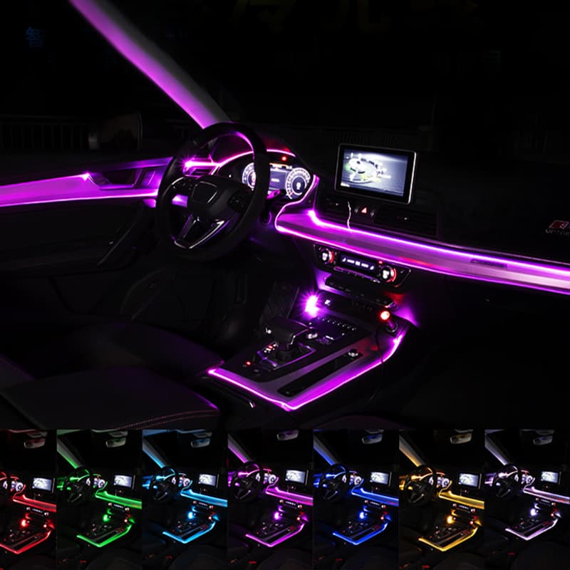Luz ambiental de fibra óptica para coche con control por app