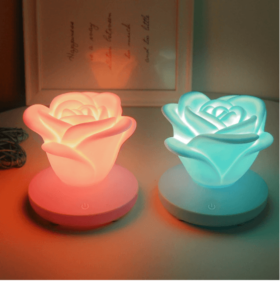 Lámpara Noche Rosa Romántica 3 Niveles Luz Táctil