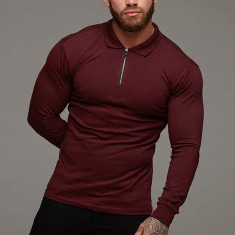 Camiseta Manga Larga Hombre Tipo Polo