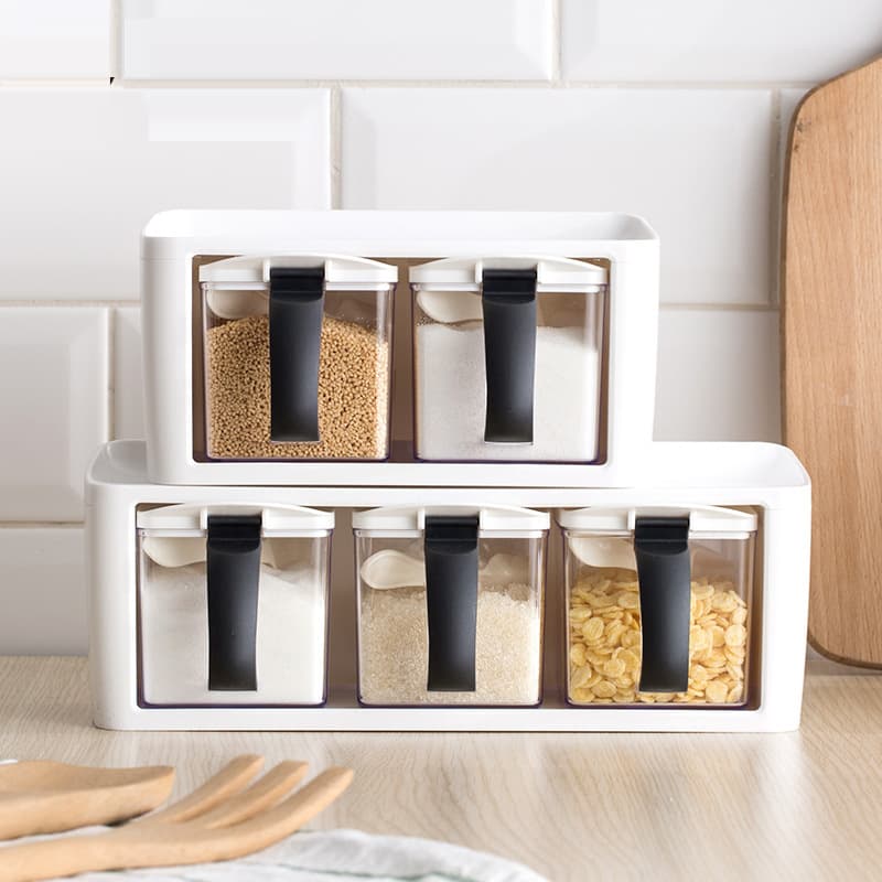 Organizador de Especias con Cajas Apilables y Cucharas